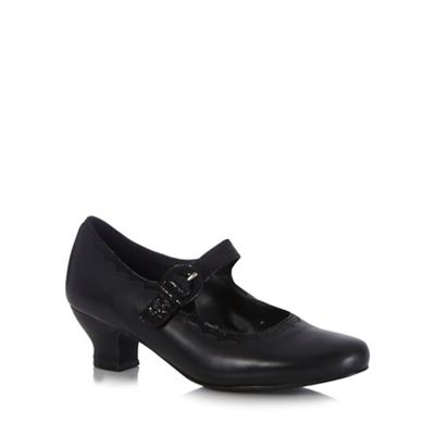 Hotter Black leather Mary Jane mid heel shoes